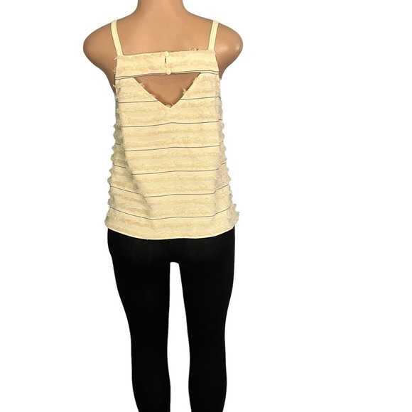 3/$30 🍂 Maeve by Anthropologie Cream Tank Top Sleeveless Fringes Back Accent - Picture 4 of 7